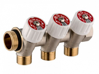 1135951 USYSTEMS коллектор SH 3/4" с вентилями НР/ВР 3x1/2"НР, ц/ц 38мм '5И
